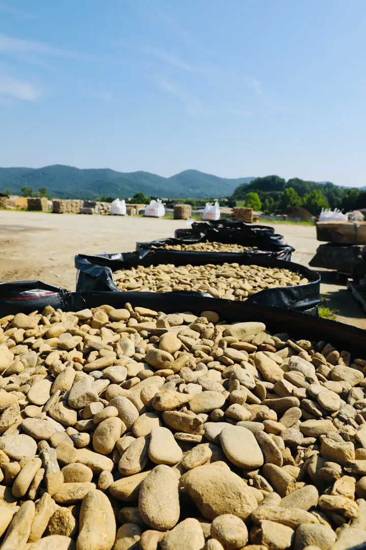 3-5 Inch North Carolina River Rock in Stone Yard