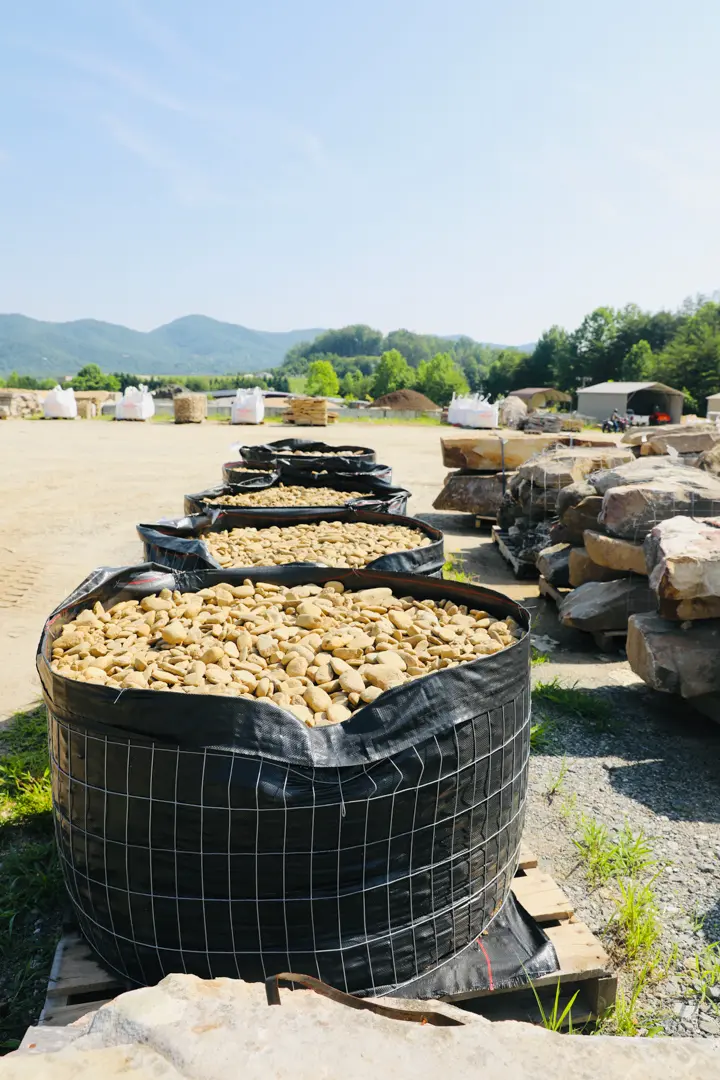 3-5 Inch North Carolina River Rock in Stone Yard