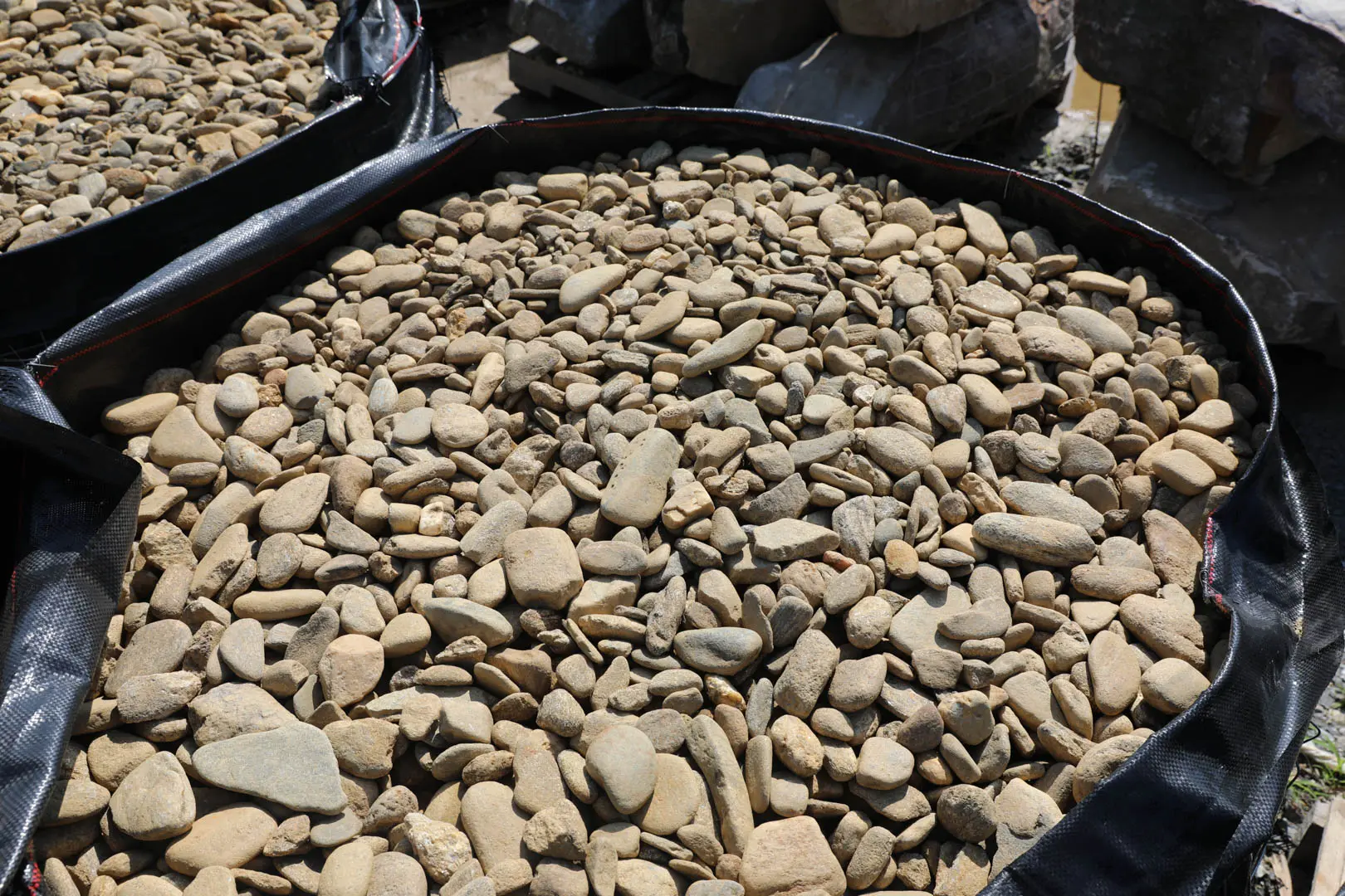 3-5 Inch North Carolina River Rock In Stone Yard