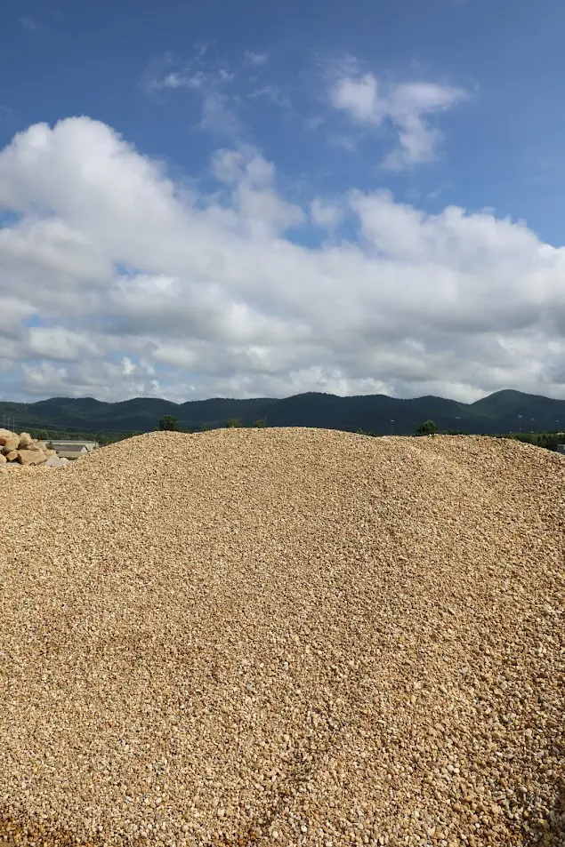 #57 Pea Gravel Pile in Stone Yard