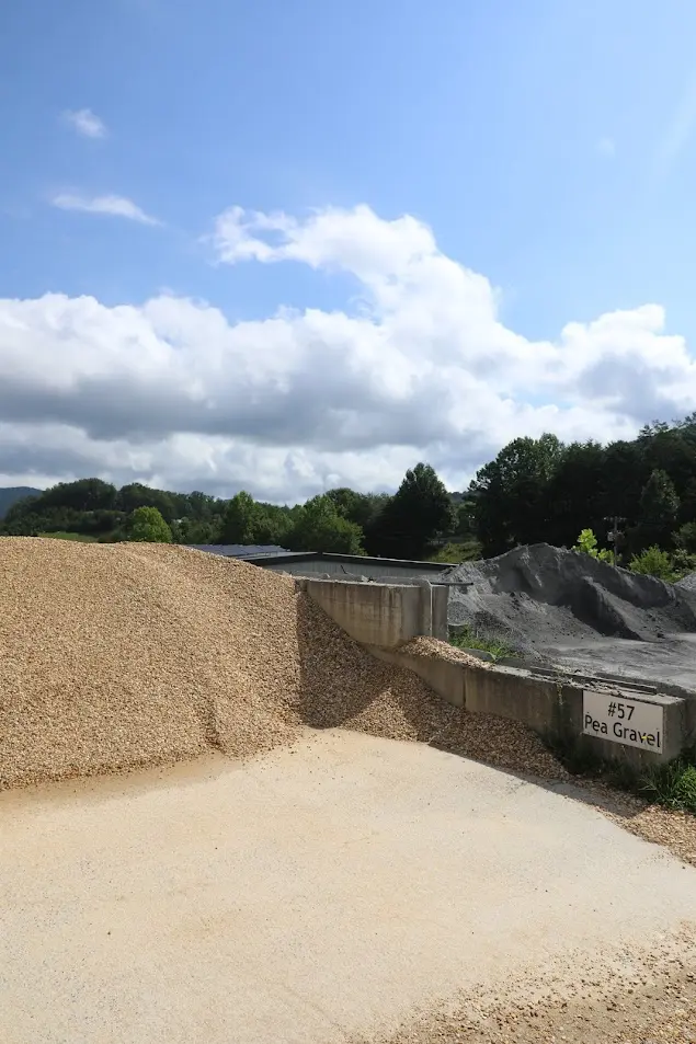 #57 Pea Gravel Pile in Stone Yard