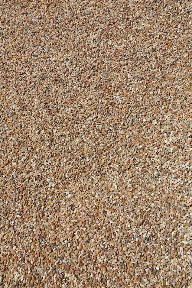 #7 Calico Pea Gravel Pile in Stone Yard