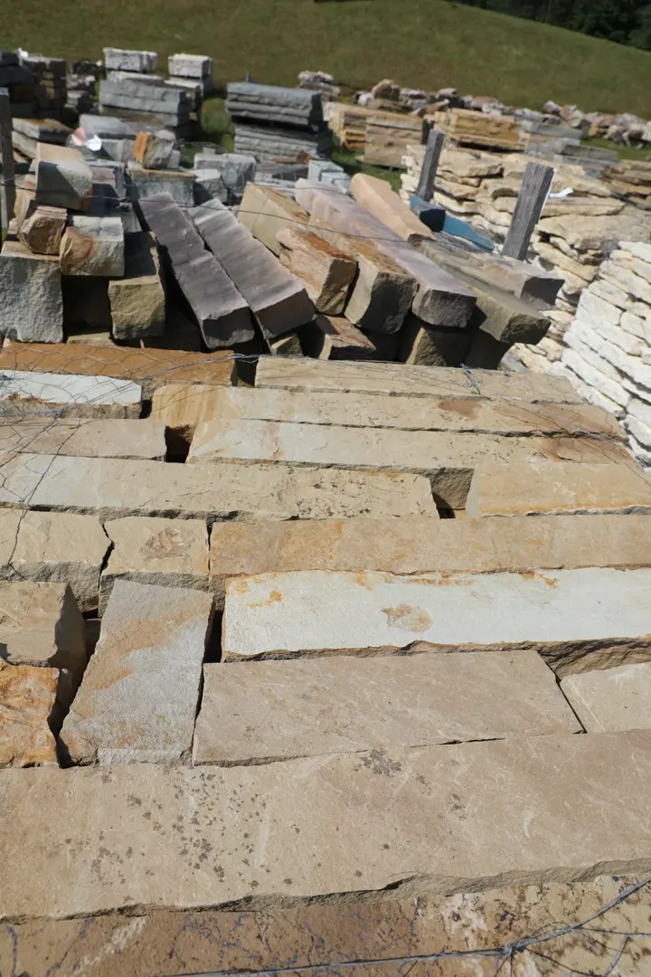 Brown Rubble Strips in Stone Yard