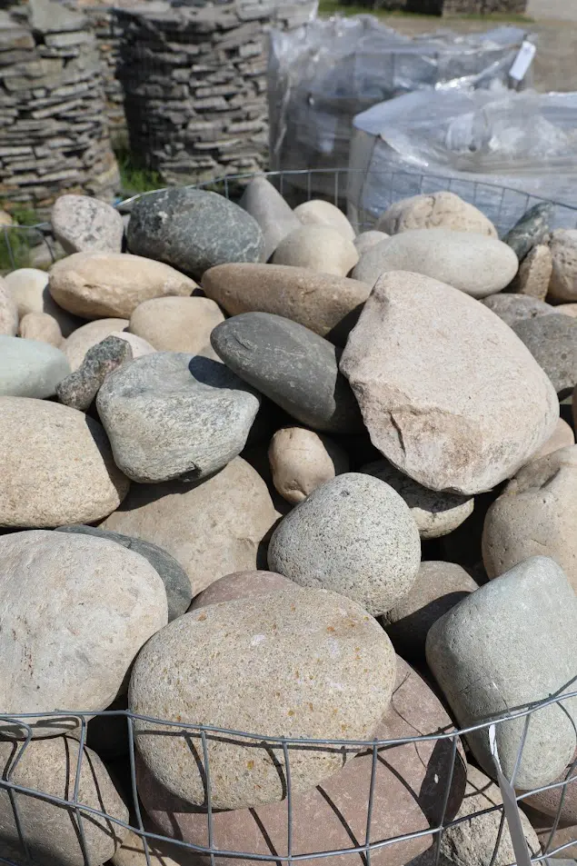 Colorado River Rock In Stone Yard