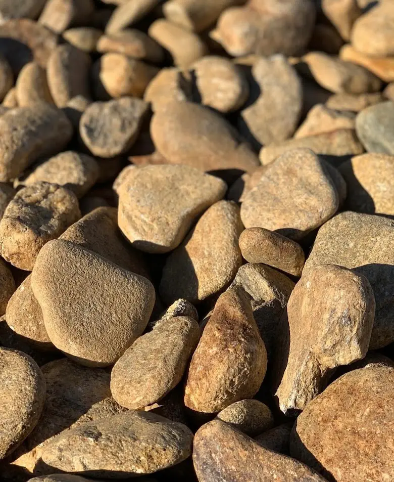 Small North Carolina River Rock In Stone Yard