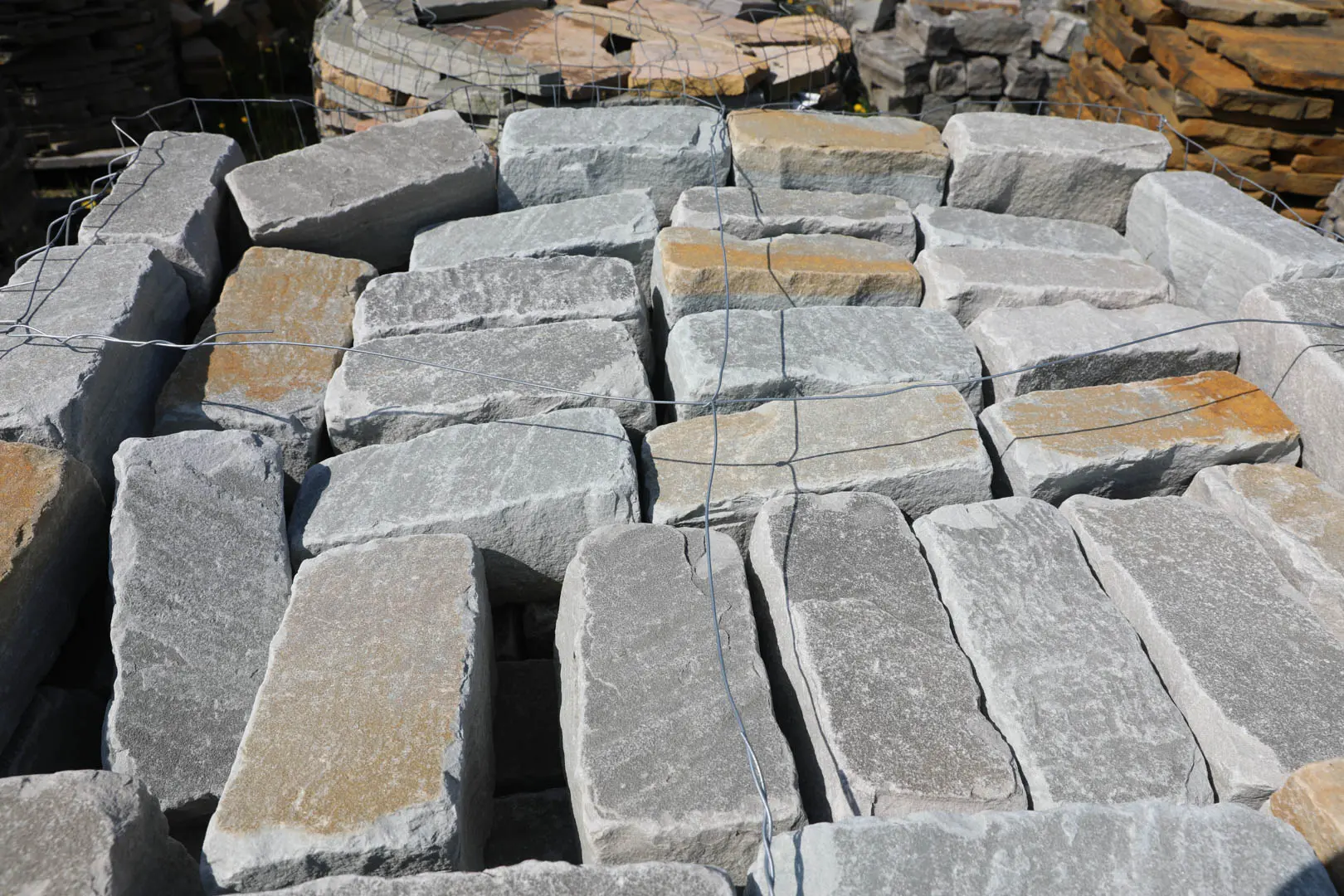 Tumbled Cobble Grey Stone in Stone Yard